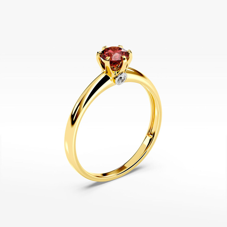 Pierścionek z żółtego złota z rubinem - próba 585 0,64CT PV-301AR