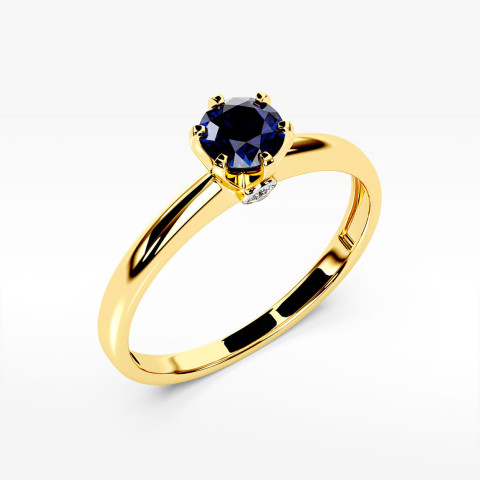Pierścionek z żółtego złota z szafirem - próba 585 0,54CT PV-301AS