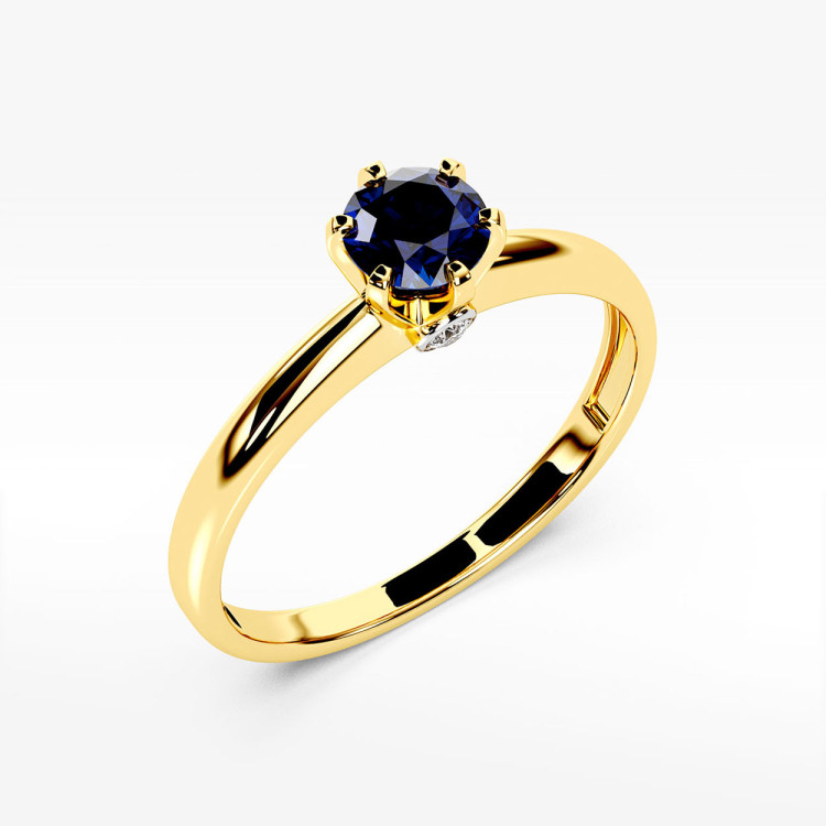Pierścionek z żółtego złota z szafirem - próba 585 0,54CT PV-301AS