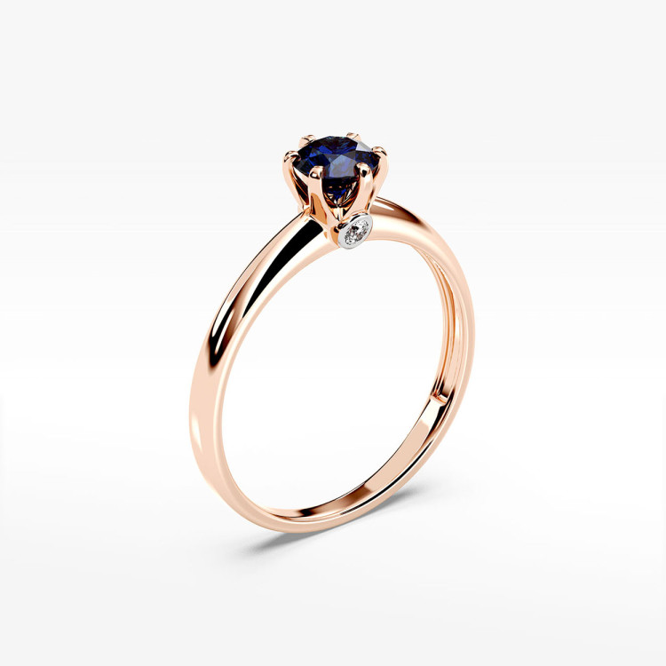Pierścionek z różowego złota z szafirem - próba 585 0,54CT PV-301CS