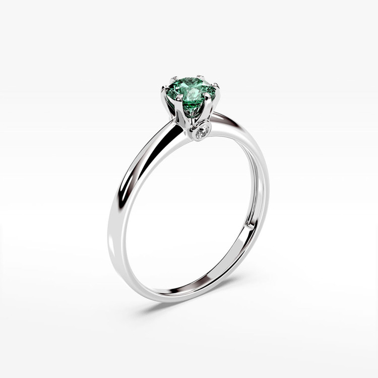 Pierścionek z białego złota ze szmaragdem - próba 585 0,54CT PV-301BSZ