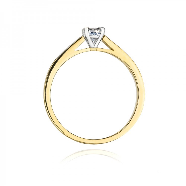 Pierścionek z żółtego złota z diamentami  - próba 585 0,36CT W-052A