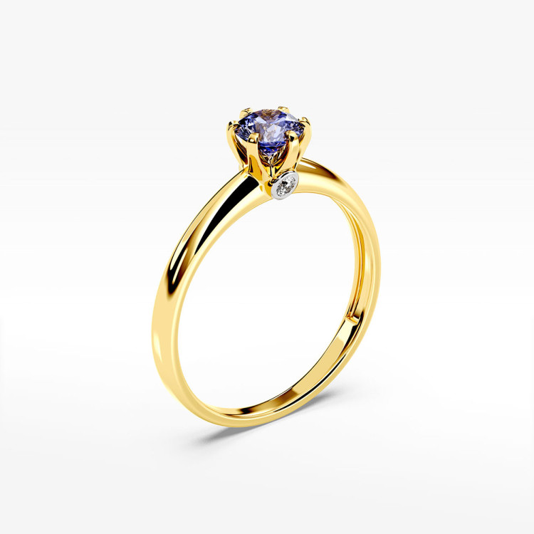 Pierścionek z żółtego złota z tanzanitem - próba 585 0,54CT PV-301ATAN