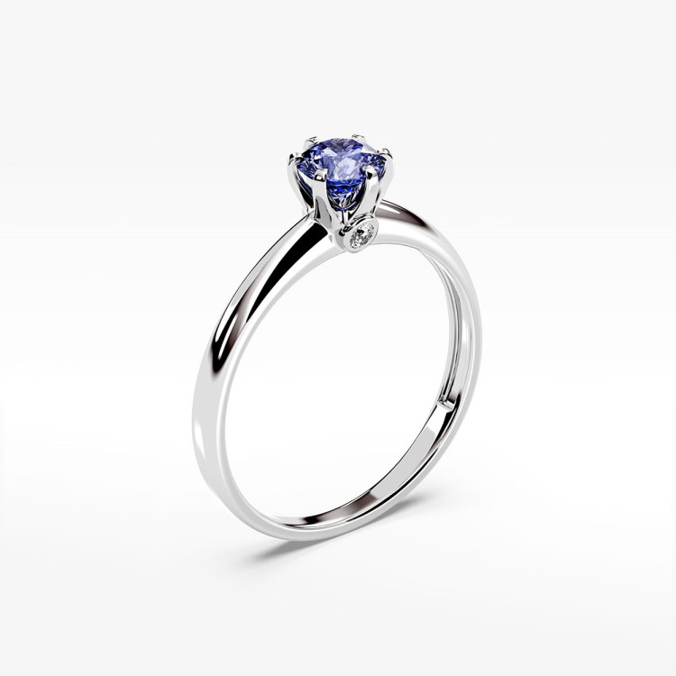 Pierścionek z białego złota z tanzanitem - próba 585 0,54CT PV-301BTAN