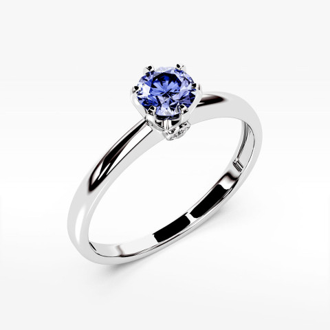 Pierścionek z białego złota z tanzanitem - próba 585 0,54CT PV-301BTAN