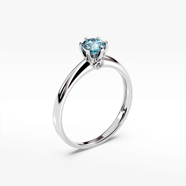 Pierścionek z białego złota z topazem Swiss - próba 585 0,54CT PV-301BT