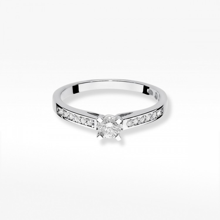 Pierścionek z białego złota z diamentami  - próba 585 0,36CT W-052B