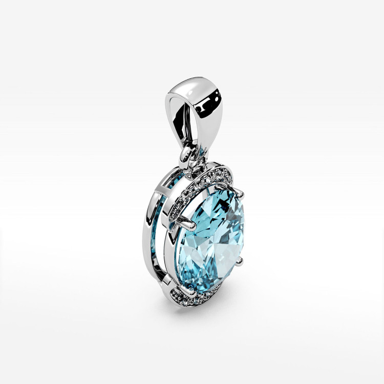 Zawieszka z białego złota z topazem Swiss - próba 585 3,04CT PZ-046B