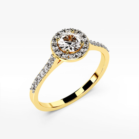 Pierścionek z żółtego złota z diamentami  - próba 585 0,52CT PV-304A