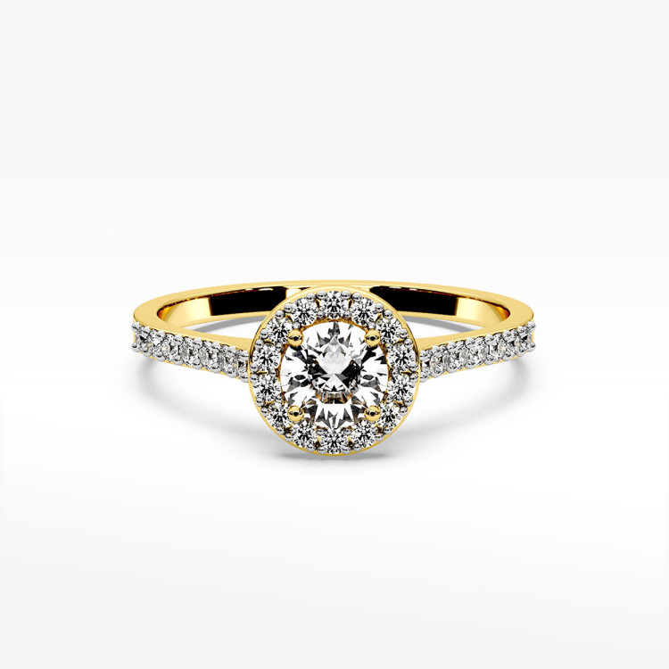 Pierścionek z żółtego złota z diamentami  - próba 585 0,52CT PV-304A