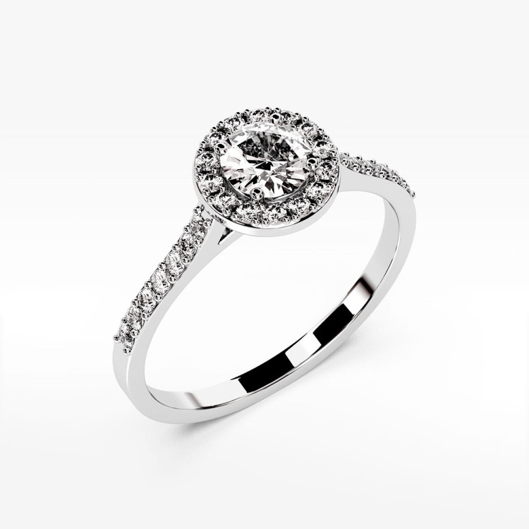 Pierścionek z białego złota z diamentami  - próba 585 0,52CT PV-304B