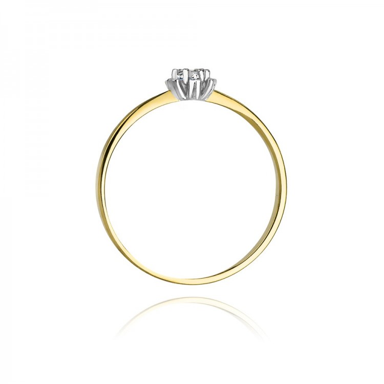 Pierścionek z żółtego złota z diamentem - próba 585 0,10CT W-053A