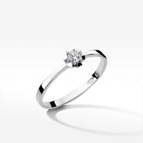 Pierścionek z białego złota z diamentem - próba 585 0,10CT W-053B