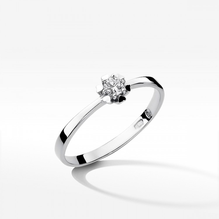 Pierścionek z białego złota z diamentem - próba 585 0,10CT W-053B