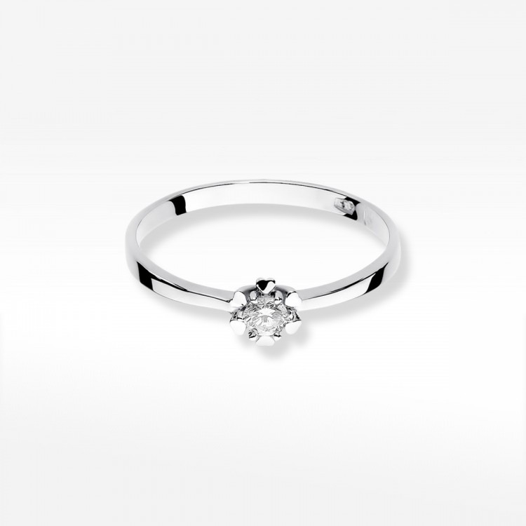 Pierścionek z białego złota z diamentem - próba 585 0,10CT W-053B
