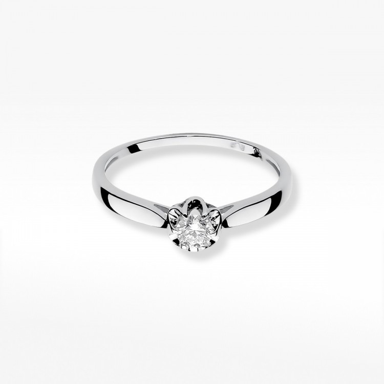 Pierścionek z białego złota z diamentem - próba 585 0,15CT W-062B