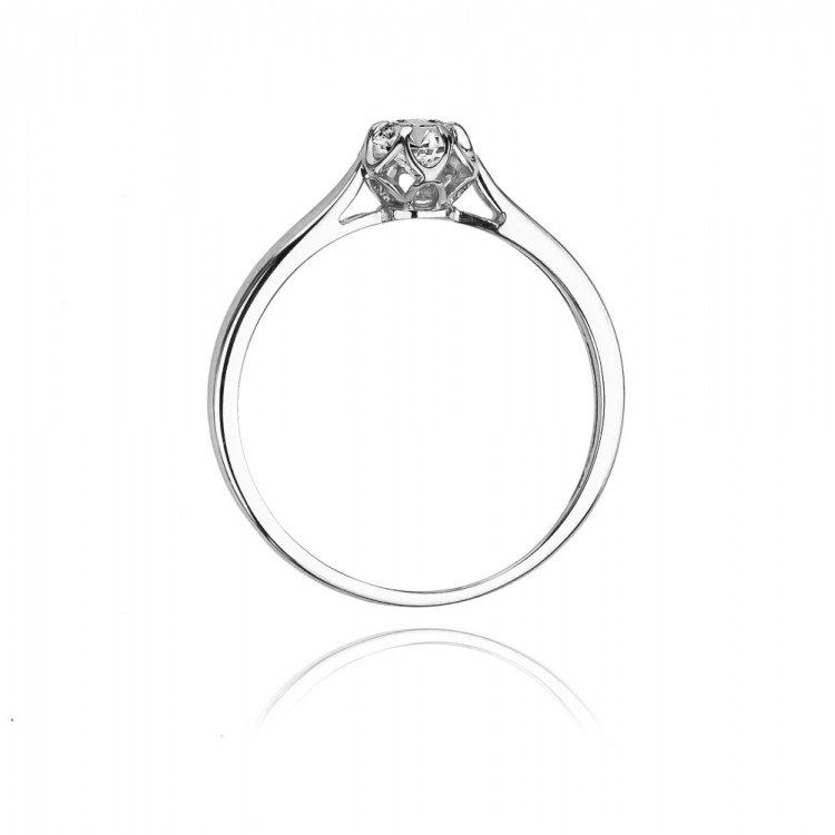 Pierścionek z białego złota z diamentem - próba 585 0,15CT W-062B