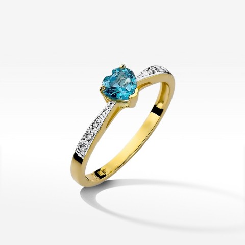 Pierścionek z żółtego złota z topazem Swiss - próba 585 0,53CT W-065AT
