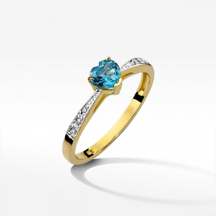 Pierścionek z żółtego złota z topazem Swiss - próba 585 0,53CT W-065AT