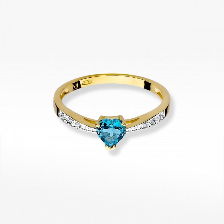 Pierścionek z żółtego złota z topazem Swiss - próba 585 0,53CT W-065AT