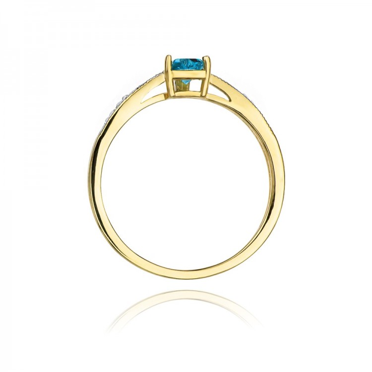 Pierścionek z żółtego złota z topazem Swiss - próba 585 0,53CT W-065AT