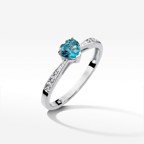 Pierścionek z białego złota z topazem Swiss - próba 585 0,53CT W-065BT