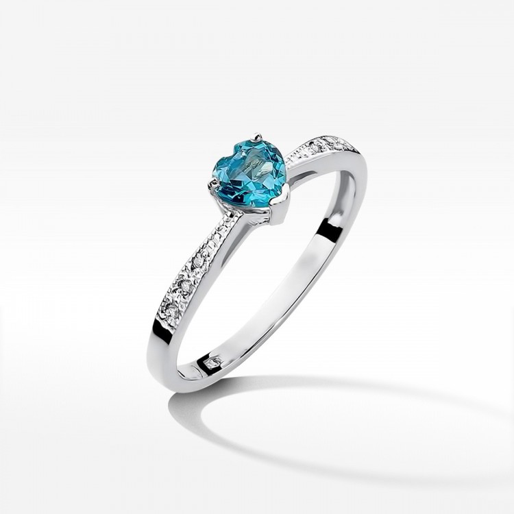 Pierścionek z białego złota z topazem Swiss - próba 585 0,53CT W-065BT