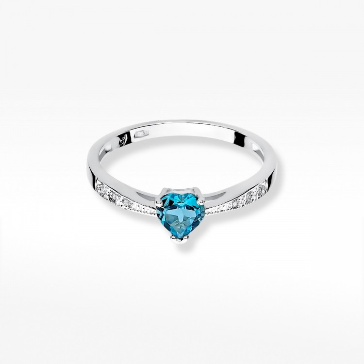 Pierścionek z białego złota z topazem Swiss - próba 585 0,53CT W-065BT
