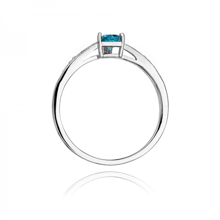 Pierścionek z białego złota z topazem Swiss - próba 585 0,53CT W-065BT