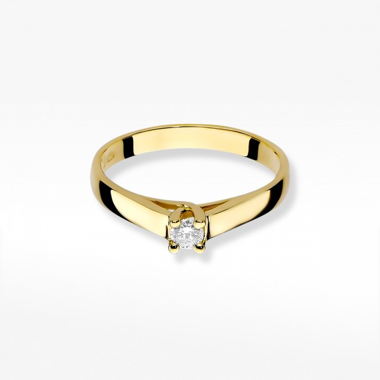 Pierścionek z żółtego złota z diamentem - próba 585 0,10CT W-070A
