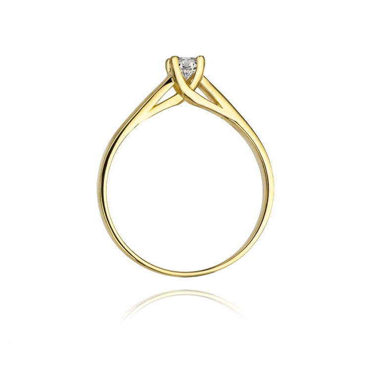 Pierścionek z żółtego złota z diamentem - próba 585 0,10CT W-070A