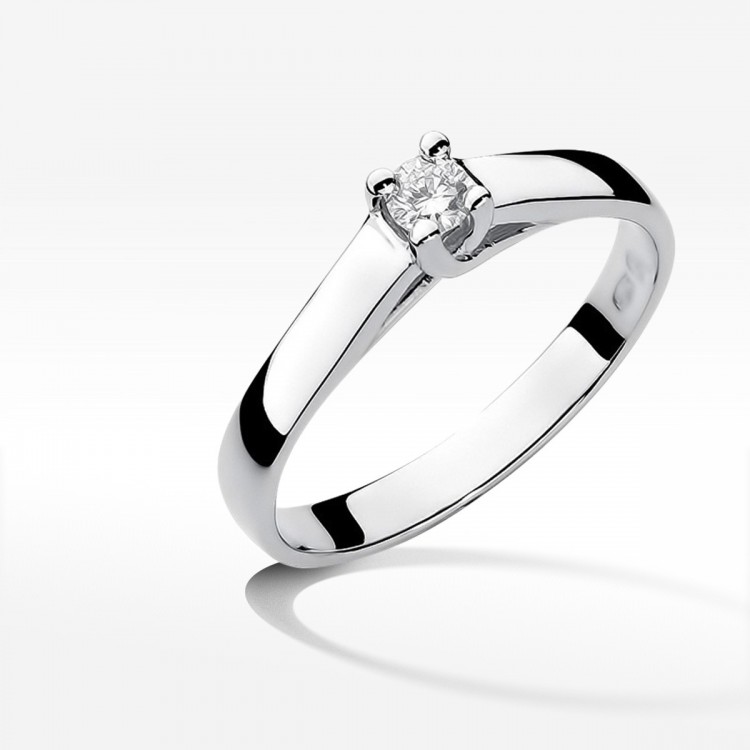 Pierścionek z białego złota z diamentem - próba 585 0,10CT W-070B
