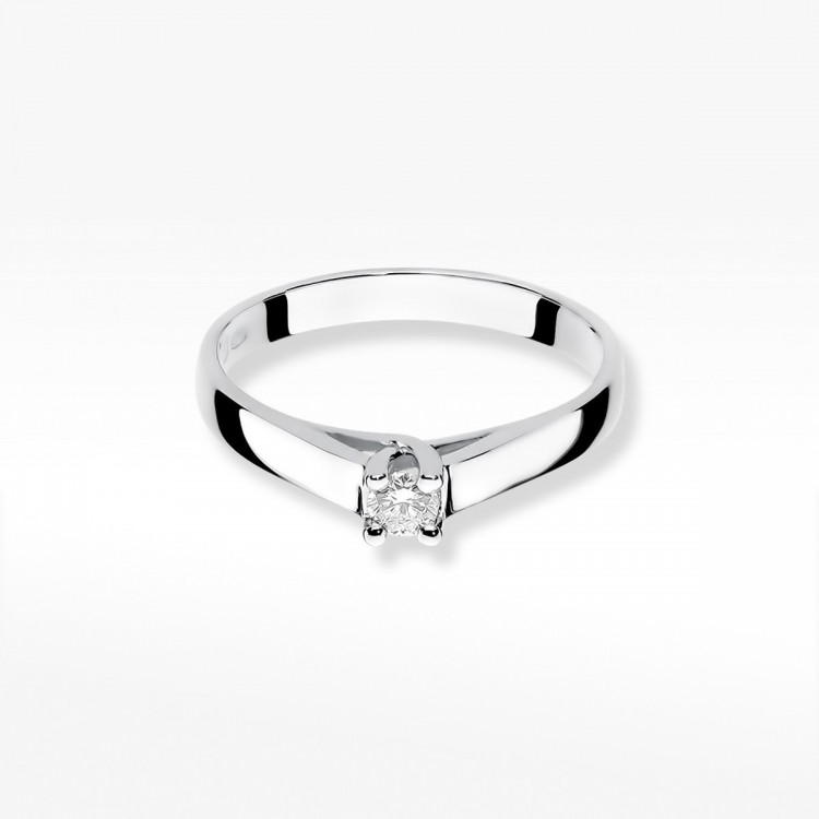 Pierścionek z białego złota z diamentem - próba 585 0,10CT W-070B