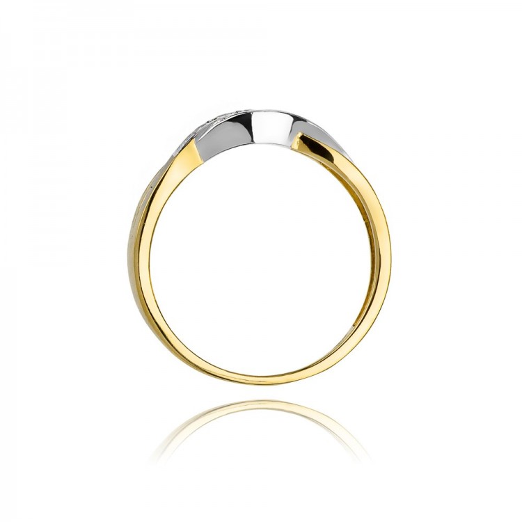 Pierścionek z żółtego złota z diamentami  - próba 585 0,10CT W-083A