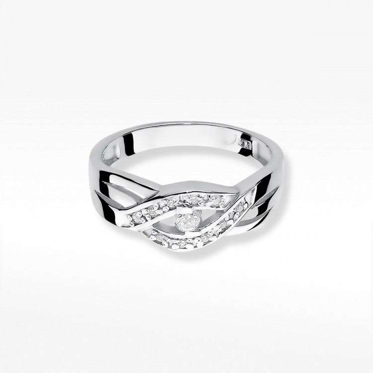 Pierścionek z białego złota z diamentami  - próba 585 0,10CT W-083B