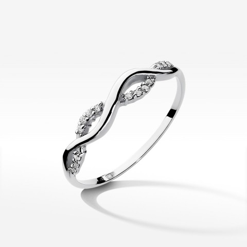 Pierścionek z białego złota z diamentami  - próba 585 0,07CT PV-297B