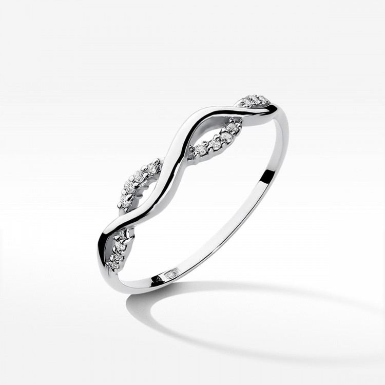 Pierścionek z białego złota z diamentami  - próba 585 0,07CT PV-297B