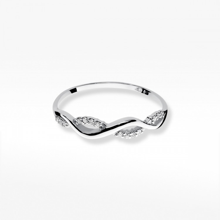 Pierścionek z białego złota z diamentami  - próba 585 0,07CT PV-297B