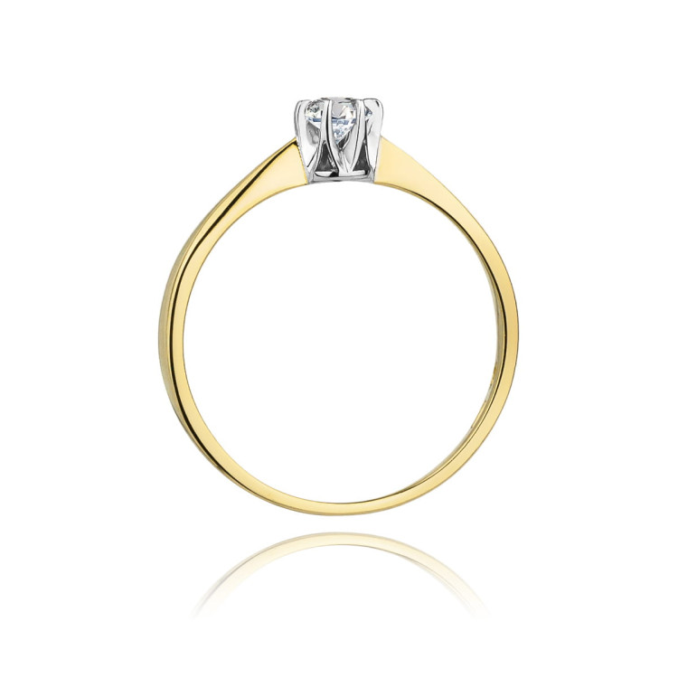 Pierścionek z żółtego złota z diamentem - próba 585 0,10CT PV-226A