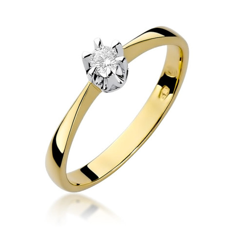 Pierścionek z żółtego złota z diamentem - próba 585 0,10CT PV-226A