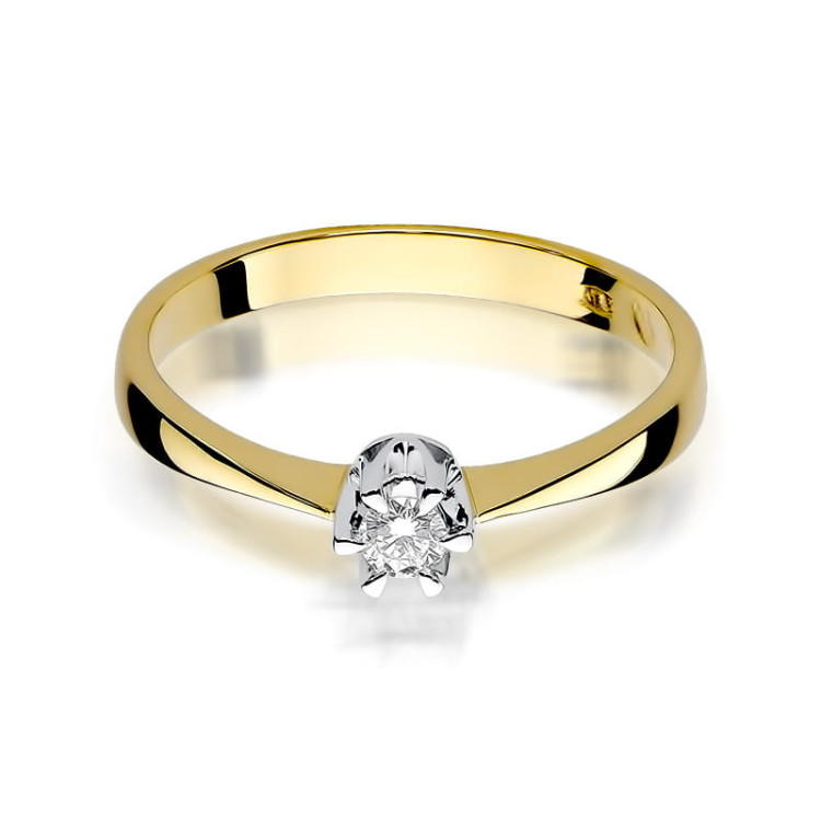 Pierścionek z żółtego złota z diamentem - próba 585 0,10CT PV-226A