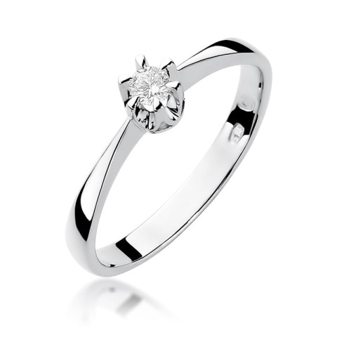 Pierścionek z białego złota z diamentem - próba 585 0,10CT PV-226B