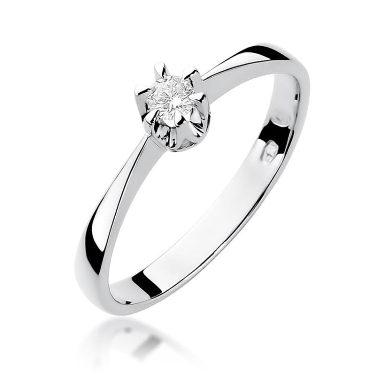 Pierścionek z białego złota z diamentem - próba 585 0,10CT PV-226B