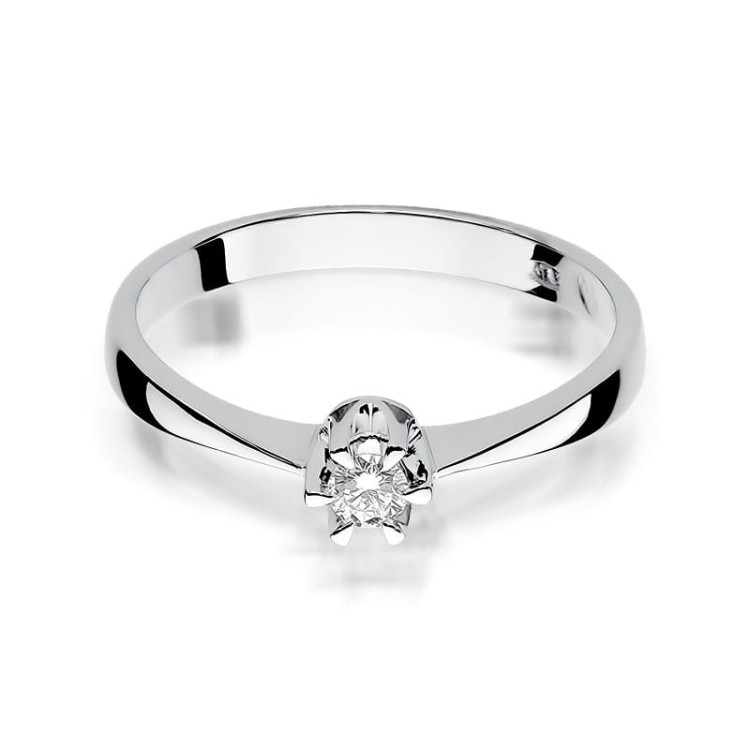 Pierścionek z białego złota z diamentem - próba 585 0,10CT PV-226B