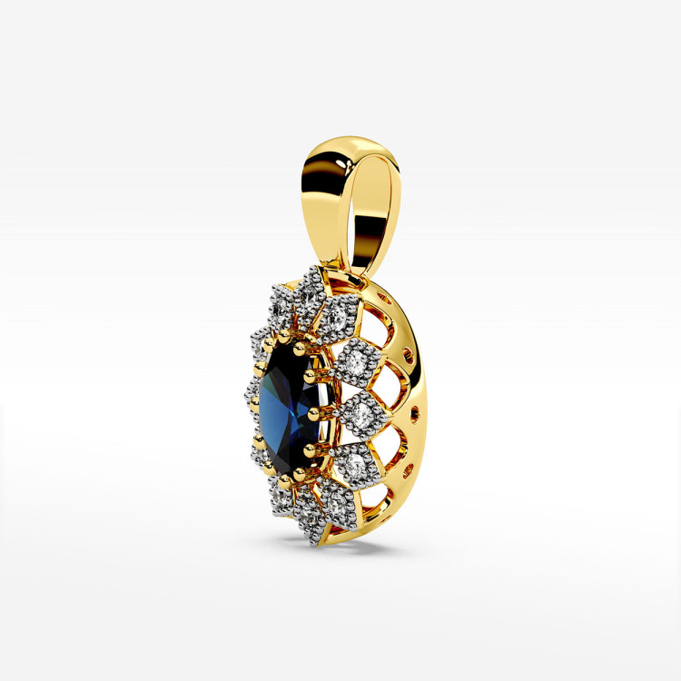 Zawieszka z żółtego złota z szafirem - próba 585 0,803CT PZ-298AS