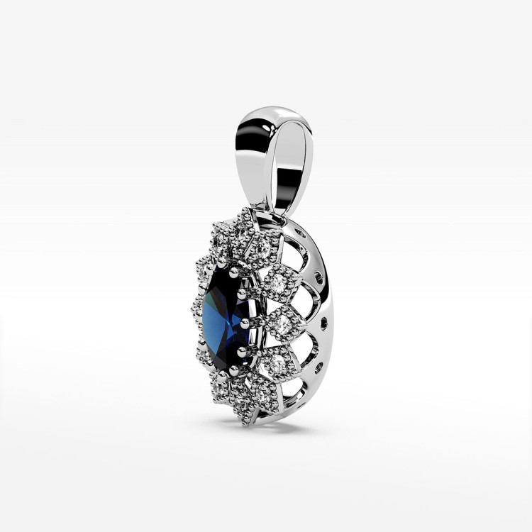 Zawieszka z białego złota z szafirem - próba 585 0,803CT PZ-298BS