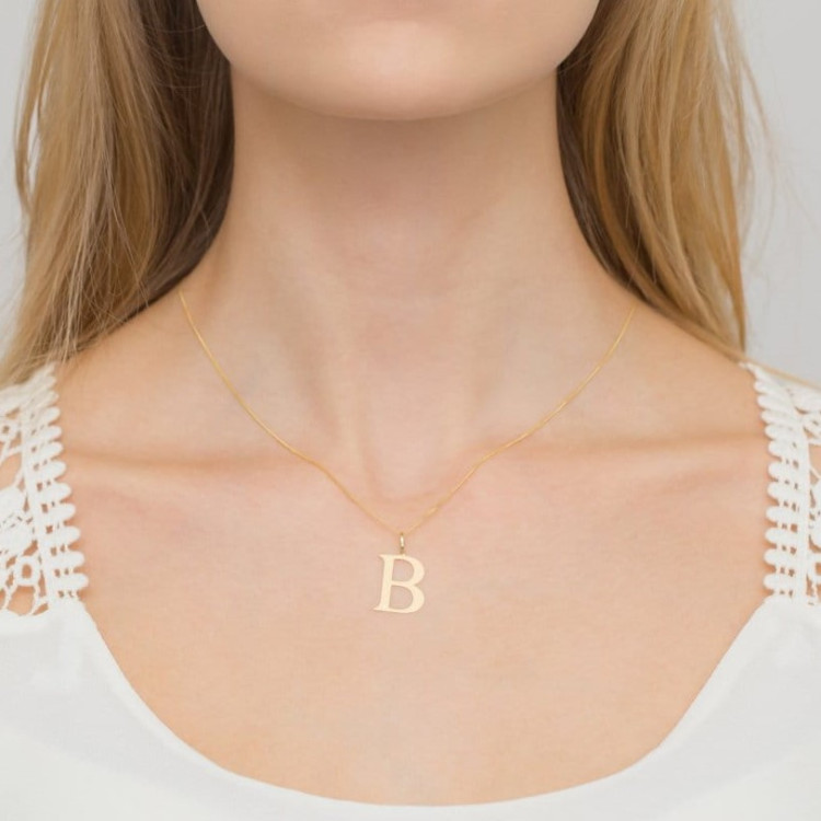Zawieszka z żółtego złota z diamentem - próba 585 0,005CT LITERKA B