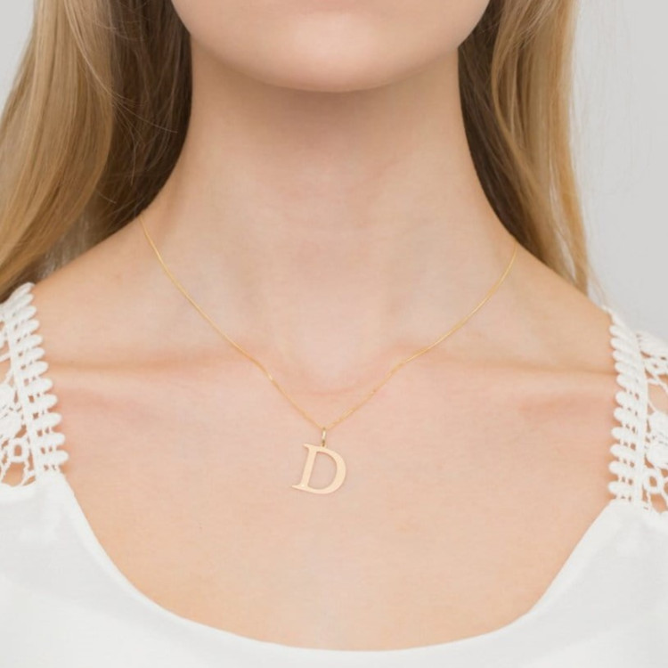 Zawieszka z żółtego złota z diamentem - próba 585 0,005CT LITERKA D