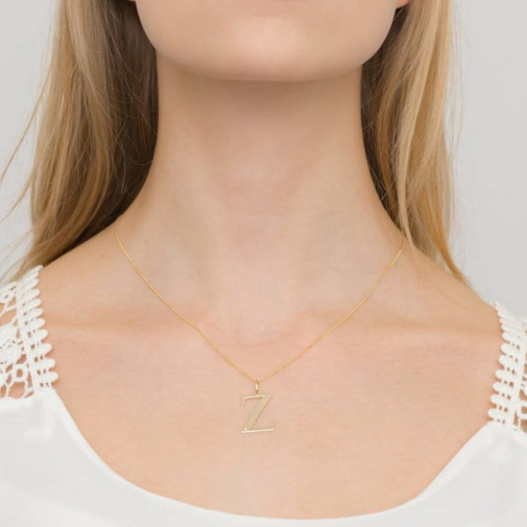 Zawieszka z żółtego złota z diamentem - próba 585 0,005CT LITERKA Z