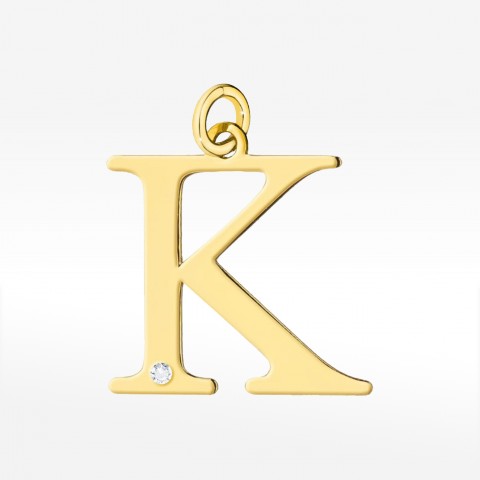 Zawieszka z żółtego złota z diamentem - próba 585 0,005CT m LITERKA K
